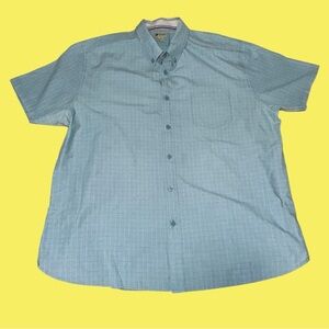 Haggar Clothing Mens Button-Down Shirt Size XXL Short Sleeves Blue Collared